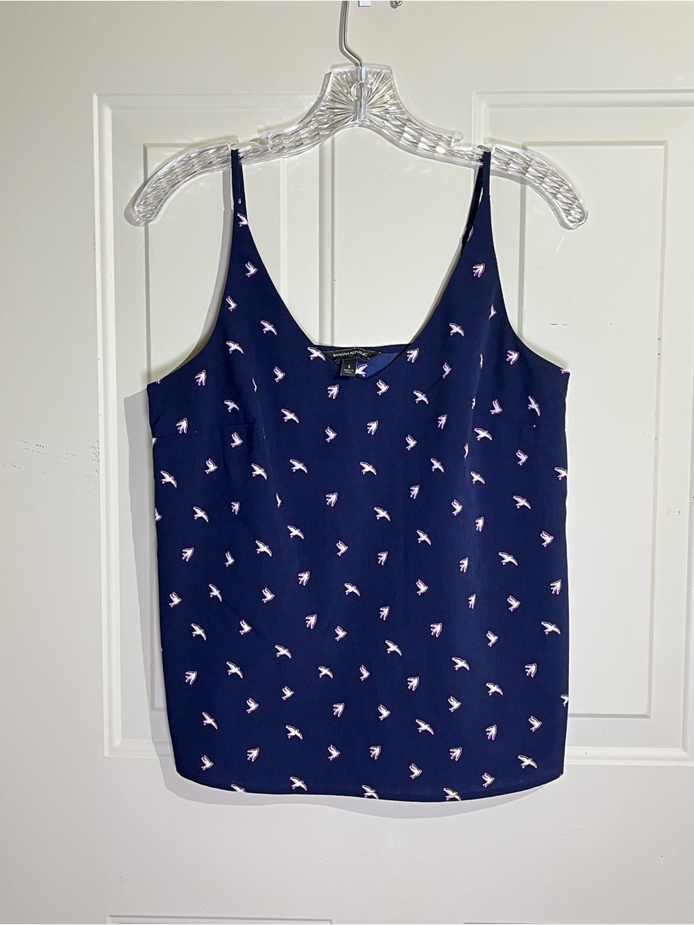 Banana Republic Navy Camisole with Pink Bird Motif